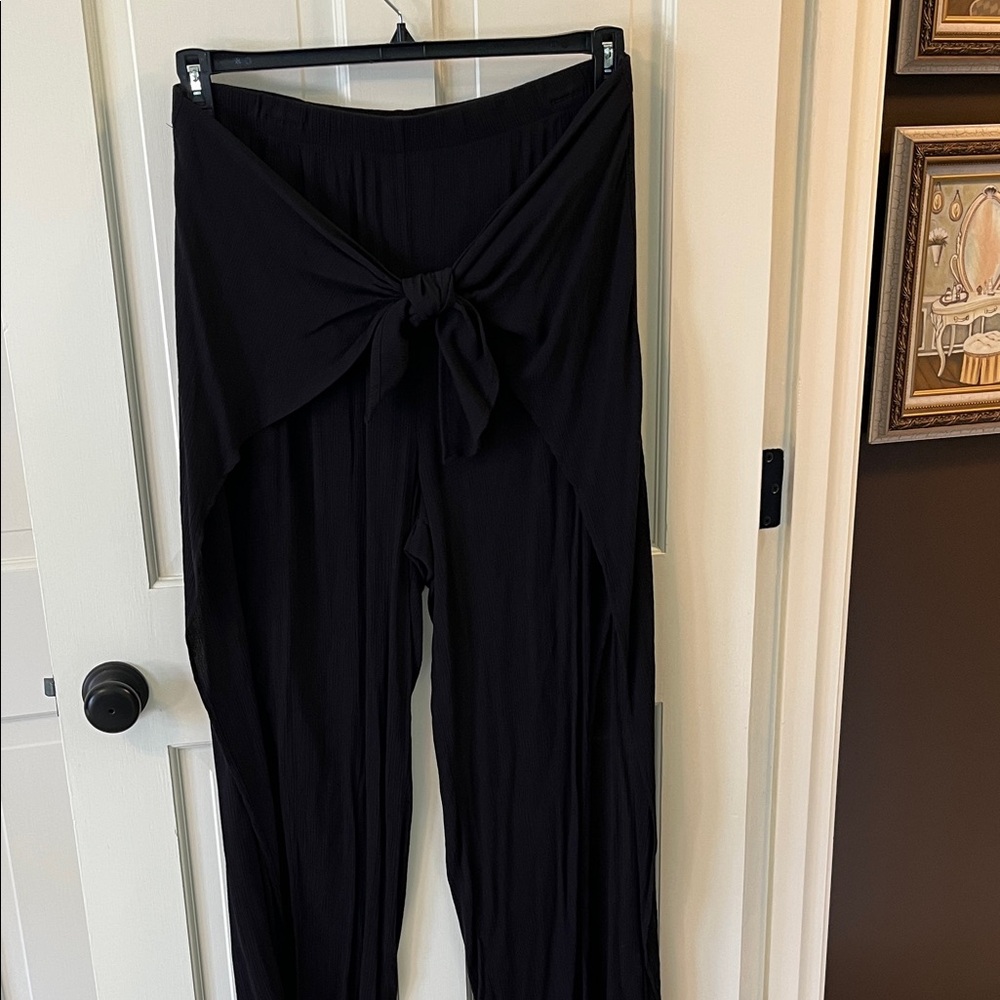 Palazzo beach coverup Pants with tie overlay
